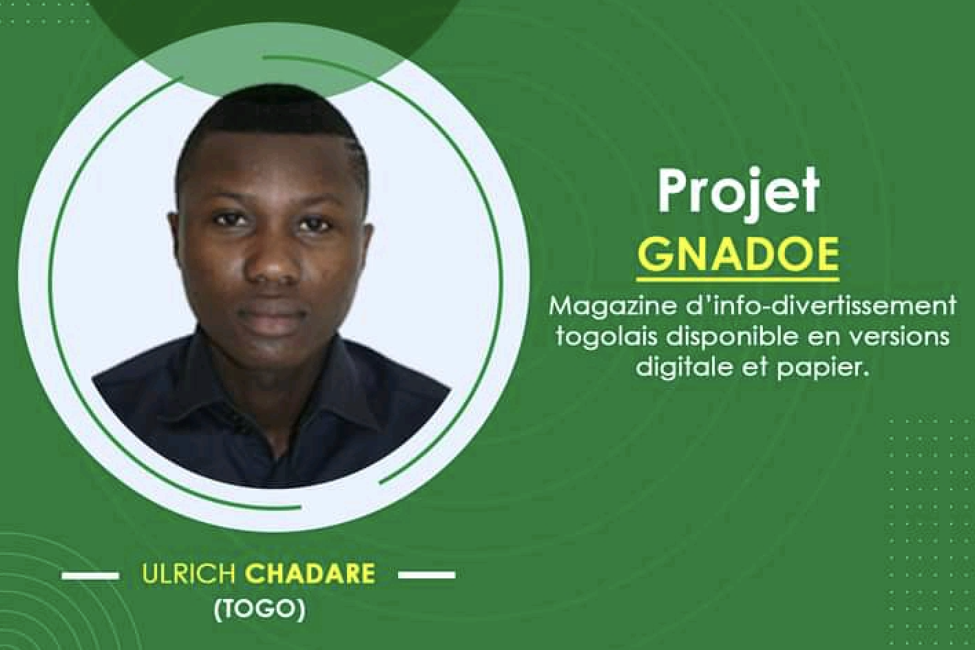 Ulrich Chadare, fondateur du magazine GNADOE